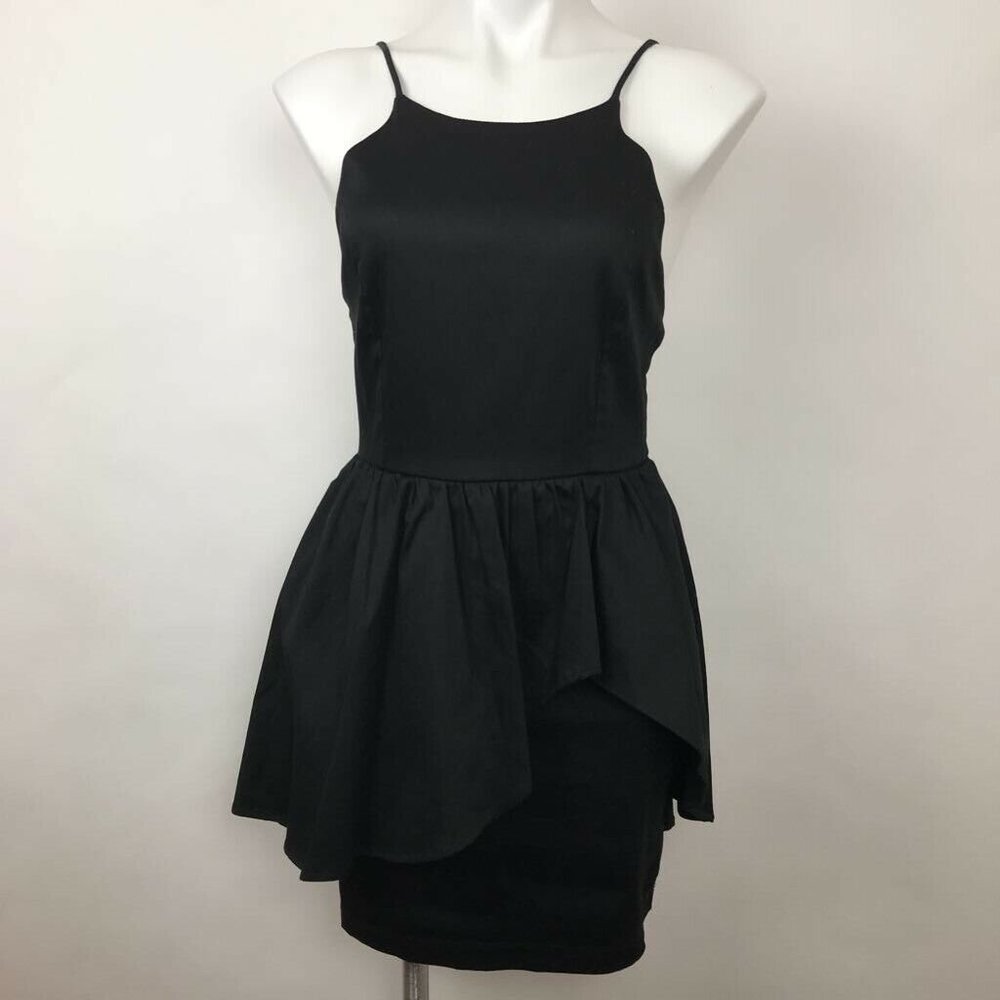 Lulus Ruffle Layer Sheath Dress Black Mini Sz M